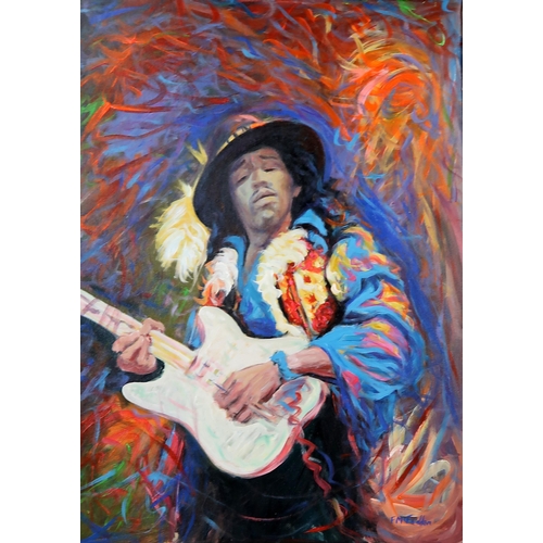 881 - FRANK MCFADDEN (SCOTTISH b.1972)JIMI HENDRIXOil on board, signed lower right, 86 x 60cm... 