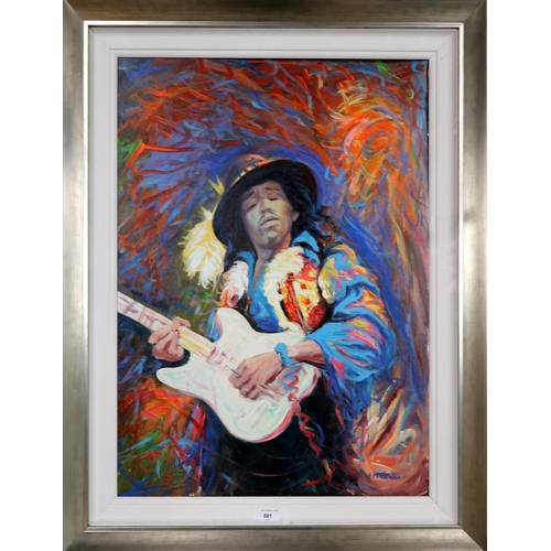 881 - FRANK MCFADDEN (SCOTTISH b.1972)JIMI HENDRIXOil on board, signed lower right, 86 x 60cm... 