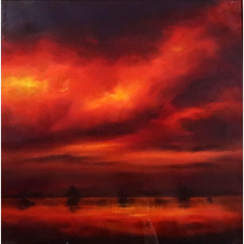 897 - SCOTTISH CONTEMPORARYSUNSETAcrylic on board, signed lower 'P. Thompson', 74 x 74cm... 