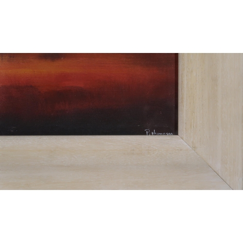 897 - SCOTTISH CONTEMPORARYSUNSETAcrylic on board, signed lower 'P. Thompson', 74 x 74cm... 