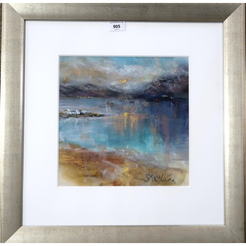 905 - SHEILA MACLEAN (SCOTTISH CONTEMPORARY)LOCH VIEWMixed media, signed lower right, 30 x 30 cm... 