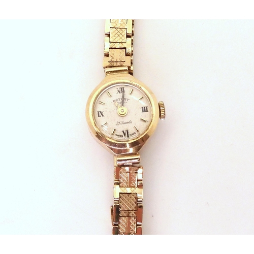 678 - A 9ct gold ladies Rotary watch, weight including mechanism 13.1gms