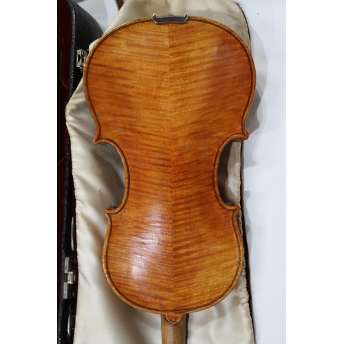 497 - TWO PIECE BACK VIOLIN 35CM bearing label to the interior Joseph Anton Schuster, Geigen macher i... 