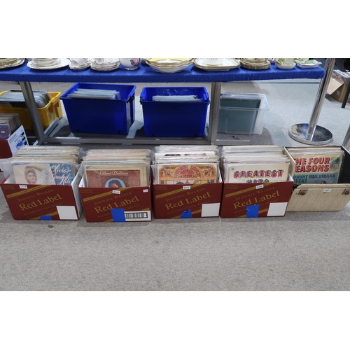 504 - VINYL LP RECORDS four boxes and a carry case of vinyl LP records featuring Jonny Mathis, Willis Nels... 