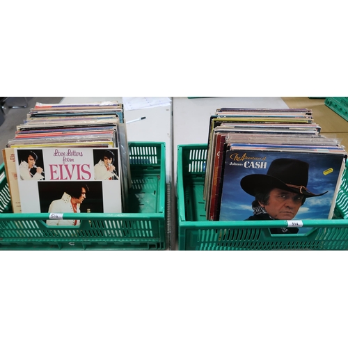 514 - VINYL LP RECORDS two boxes of rock n' roll, country, pop and easy listening vinyl LP records with Jo... 