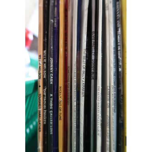 514 - VINYL LP RECORDS two boxes of rock n' roll, country, pop and easy listening vinyl LP records with Jo... 