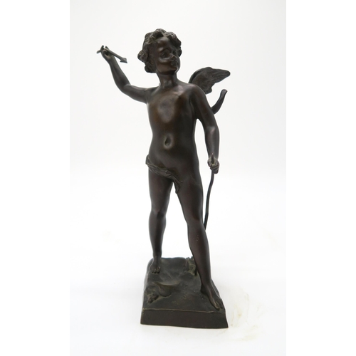 2208 - AFTER JULES JACQUES LABATUT (1851-1935)Cupid,bronze, modelled standing with a bow in hand and an arr... 