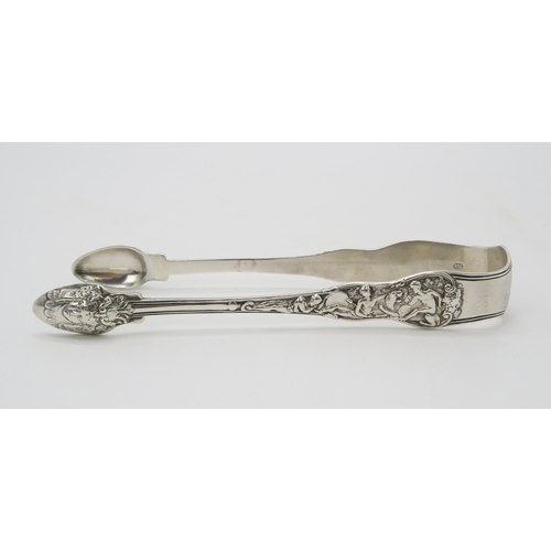 2465 - PAUL STORR;A pair of fine Georgian silver sugar tongs, London 1819, in the neoclassical style, cast ... 