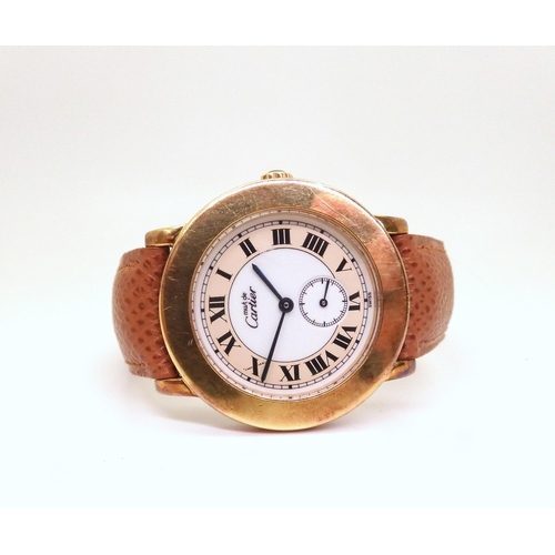 2904 - A MUST DE CARTIER WATCHthe gold plated case with cream and white dial with subsidiary seconds dial b... 