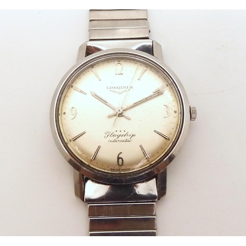 2907 - A LONGINES FLAGSHIP AUTOMATICwith silvered dial with silver coloured baton and Arabic quarters numer... 