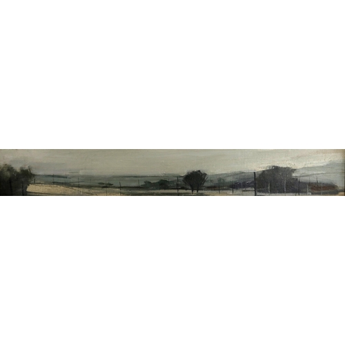 3016 - JAMES MORRISON RSA RSW LLD (SCOTTISH 1932-2020)AN ANGUS LANDSCAPE (c1963)Oil on board, 8.25 x 49cm (... 