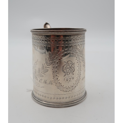 353 - A Victorian silver Christening mug, by William Hunter & Son, London 1868, of tapering cylindrica... 