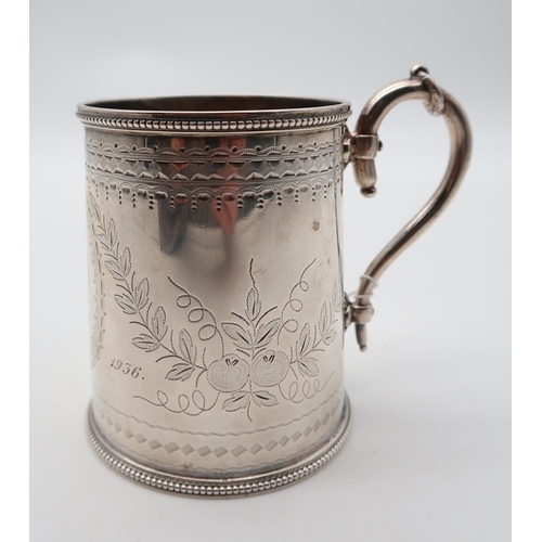 353 - A Victorian silver Christening mug, by William Hunter & Son, London 1868, of tapering cylindrica... 