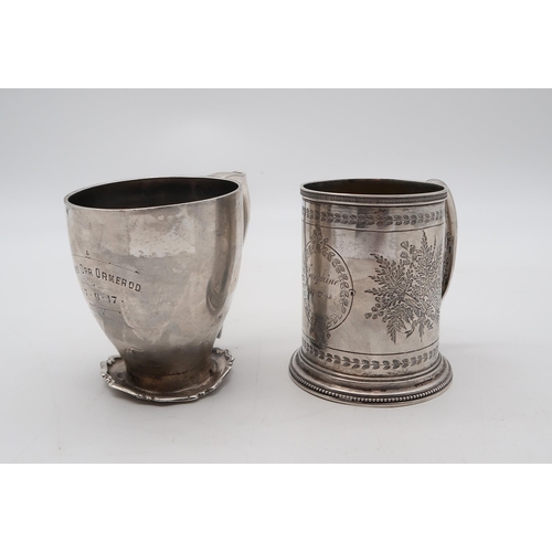 354 - A Victorian silver Christening mug, by Barnard Brothers, London 1868, of tapering cylindrical form w... 