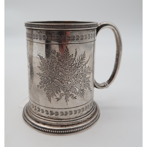 354 - A Victorian silver Christening mug, by Barnard Brothers, London 1868, of tapering cylindrical form w... 