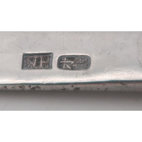 369 - A Chinese export silver knife, by Wang Hing, the handle with cast decoration of a dragon, a hexagona... 