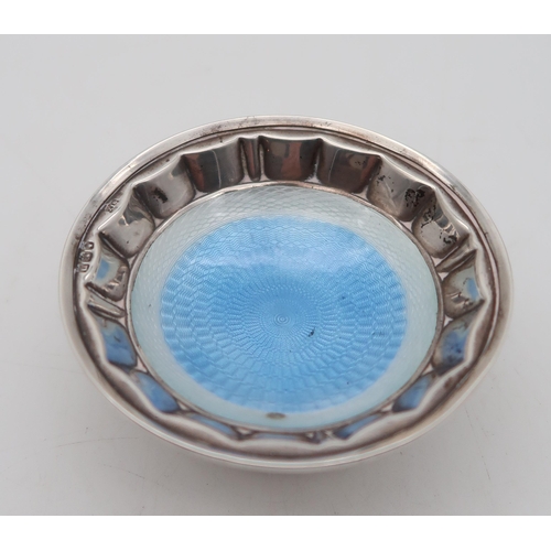 374 - A collection of silver including a guilloche enamel footed fish, by W L Coulthard, Birmingham, a pai... 