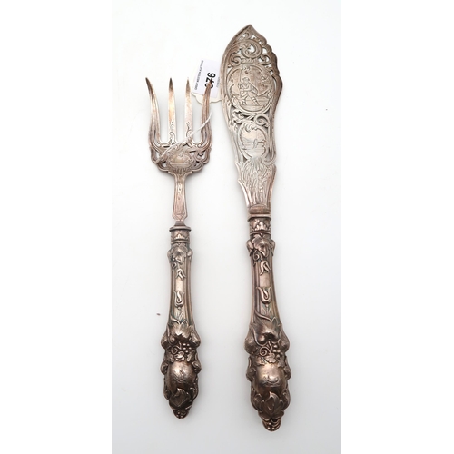 376 - A collection of silver including Victorian silver fish servers, by Martin Hall & Co, Sheffield, ... 