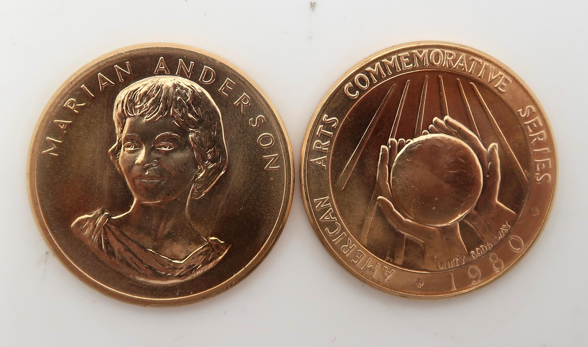 AMERICAN ARTS COMMEMORATIVE SERIES MEDALLIONS Two 1980 Marian