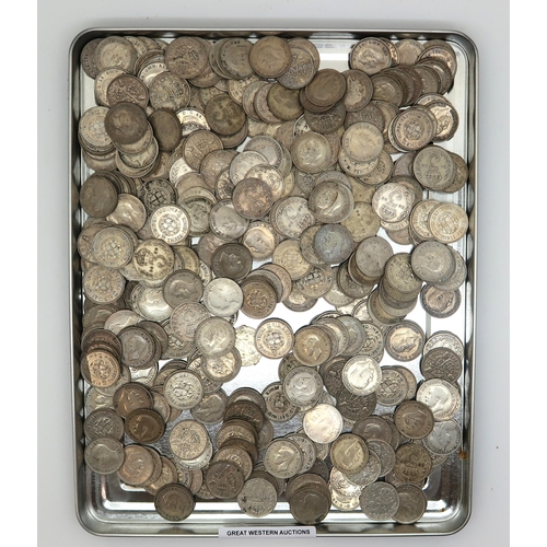 421 - THREEPENCE COINS approximately 520 grams