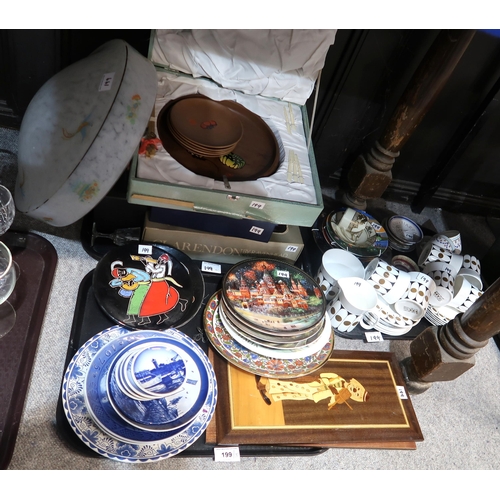 199 - A John Russell designed coffee set in Black Velvet pattern, assorted glassware, collectors plates et... 