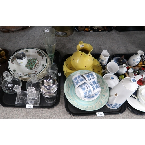 204 - A collection of decorative ceramics and glass including a French porcelain tazza, Royal Tuscan coffe... 