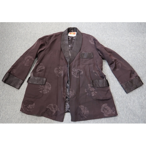 212 - A Chinese embroidered jacket, another jacket in brown, assorted beaded handbags, gloves etc