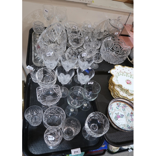 215 - Assorted cut glass and crystal and other glassware