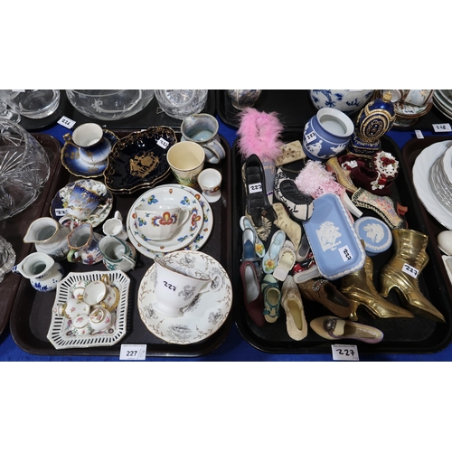 227 - Miniature Crown Staffordshire and Coalport items, Norwegian trio and egg cup, Limoges cup and saucer... 