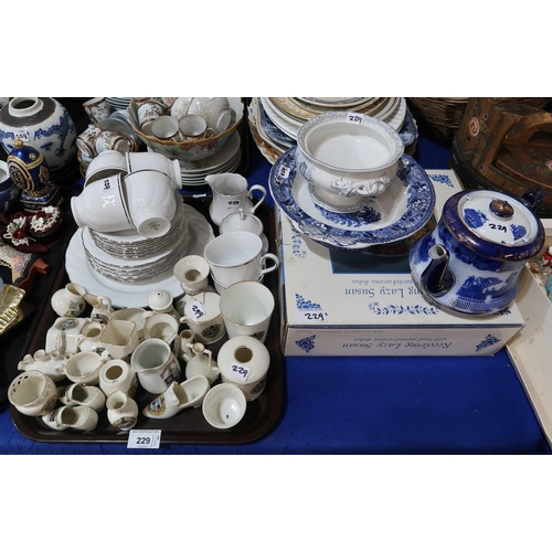 229 - Portobello crested china, a Bavarian porcelain tea set, assorted platters etc