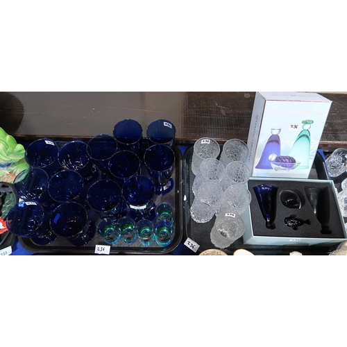 236 - Blue glass tumblers and wine glasses, Whitefriars glasses etc