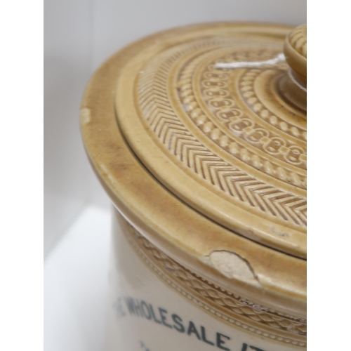 270 - A pair of stoneware storage jars for MacSymon's Stores Ltd, Deane Street Liverpool, Argyle Street Gr... 