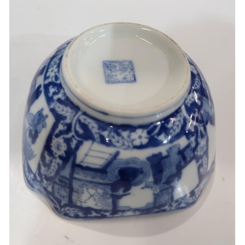 289 - A pale blue Chinese glazed vase, a blue and white squared bowl, a Canton cup and saucer and other it... 