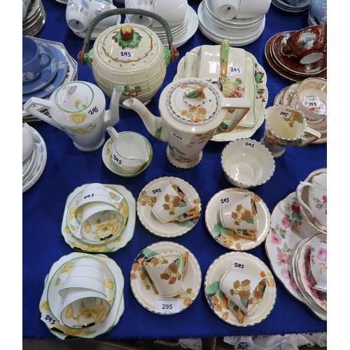 295 - An Art Deco Burleigh Ware Meadowland coffee set, together with a Gladstone China Art Deco part coffe... 