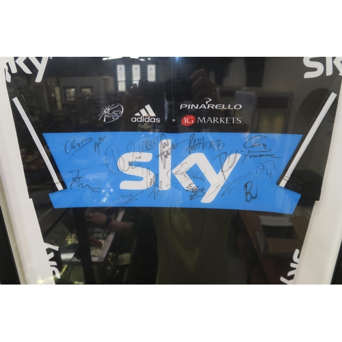 457 - Cycling: a Team Sky jersey bearing the signatures of riders in their 2012 Tour de France-winning lin... 