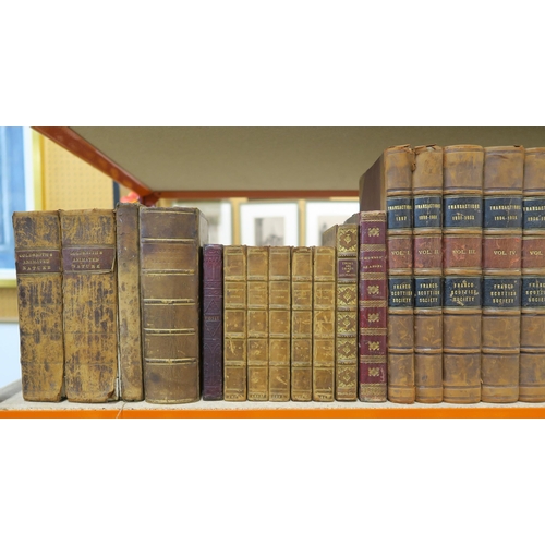 476 - Assorted leather-bound volumes, early-19th century and later, to include Thomson's Dictionary of Emi... 