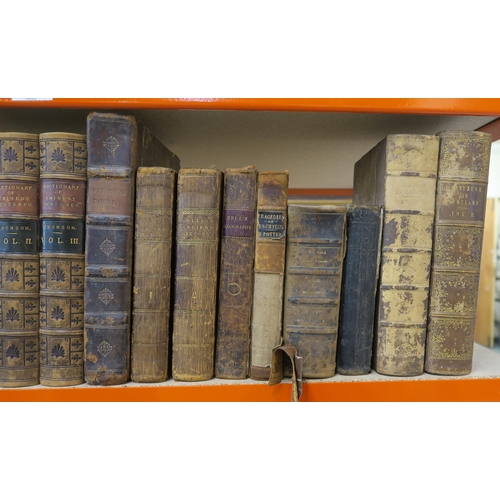 476 - Assorted leather-bound volumes, early-19th century and later, to include Thomson's Dictionary of Emi... 