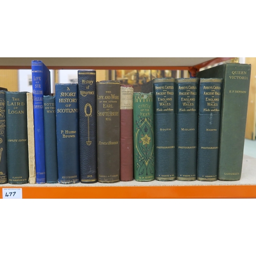 477 - Three shelves of mixed volumes, largely classic literature, Scottish historical, maritime and academ... 