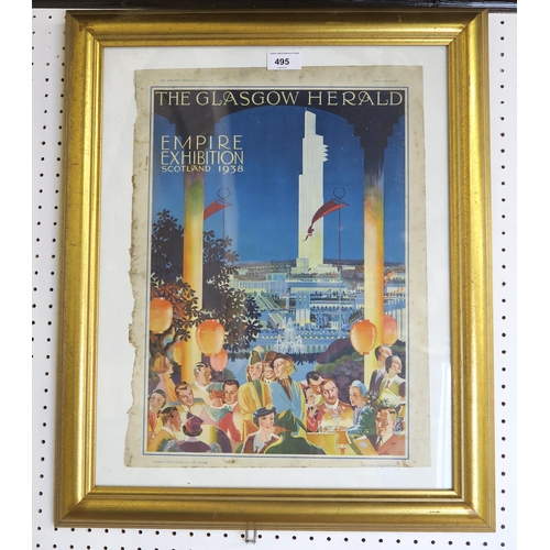 495 - A small collection of items pertaining to the Empire Exhibition, Scotland of 1938, comprising a fram... 