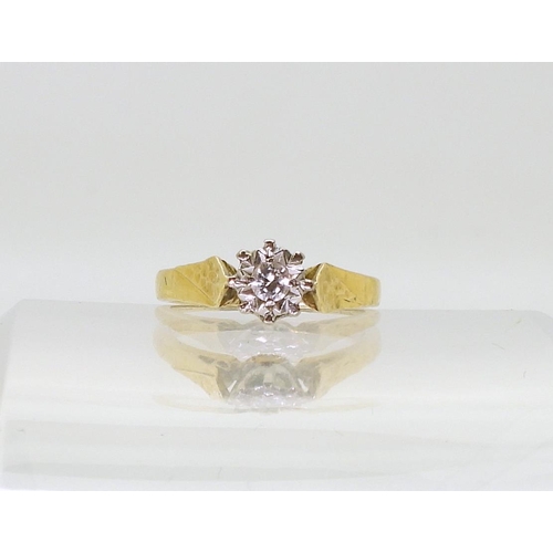 795 - An 18ct gold illusion set diamond solitaire ring, size I1/2, weight 3.7gms