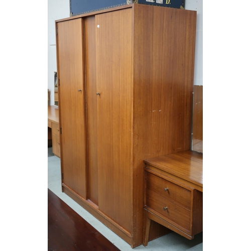 105 - A lot comprising mid 20th century teak triple plate dressing table, 117cm high x 153cm wide x 50cm d... 