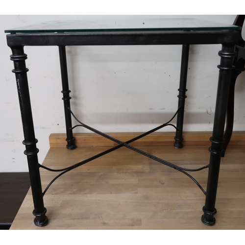 109 - A lot comprising stained teak two tier hall table, 76cm high x 120cm wide x 36cm deep and a contempo... 