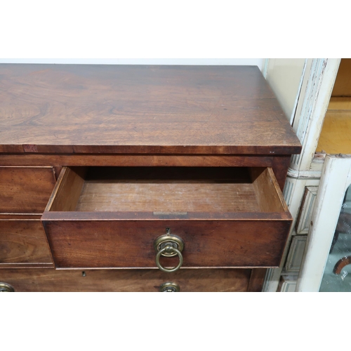 133 - A 19th century mahogany two over three chest of drawers with brass ring drawer pulls on bun feet, 96... 