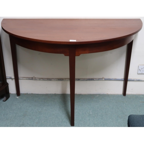 137 - A 19th century mahogany D end hall table, 70cm high x 111cm wide x 56cm deep