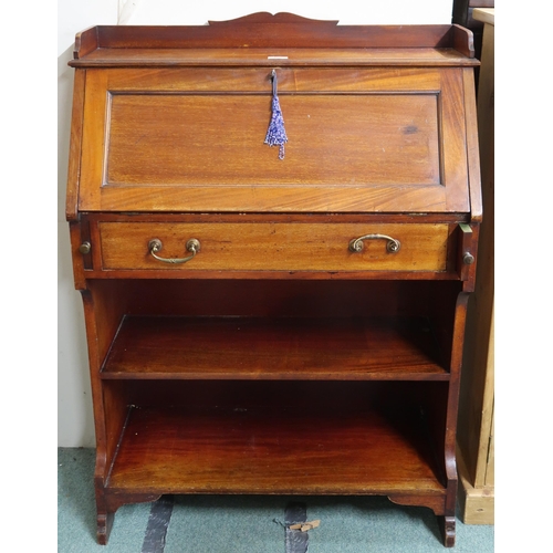 150 - A Victorian mahogany writing bureau with fitted fall front writing compartment over single drawer, 1... 