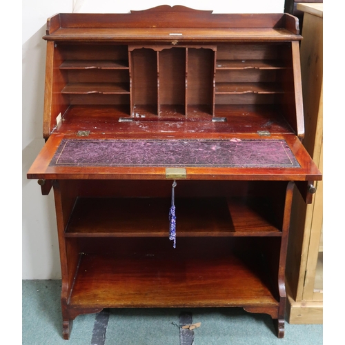 150 - A Victorian mahogany writing bureau with fitted fall front writing compartment over single drawer, 1... 