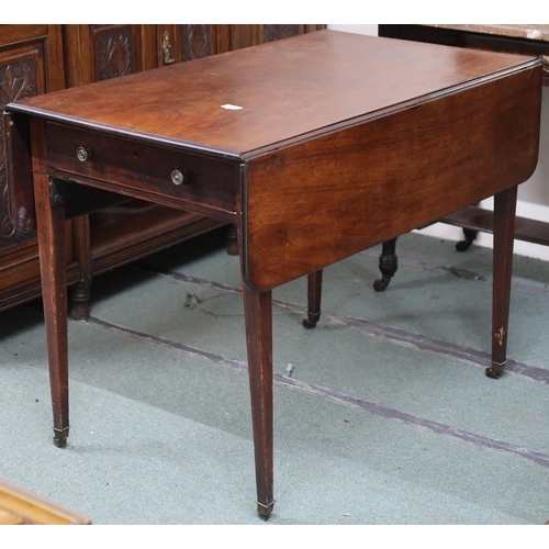 153 - A 19th century mahogany drop end Pembroke table on square tapering supports, 72cm high x 59cm wide (... 