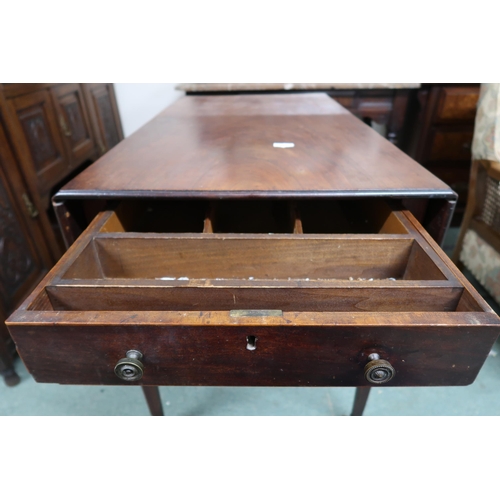 153 - A 19th century mahogany drop end Pembroke table on square tapering supports, 72cm high x 59cm wide (... 