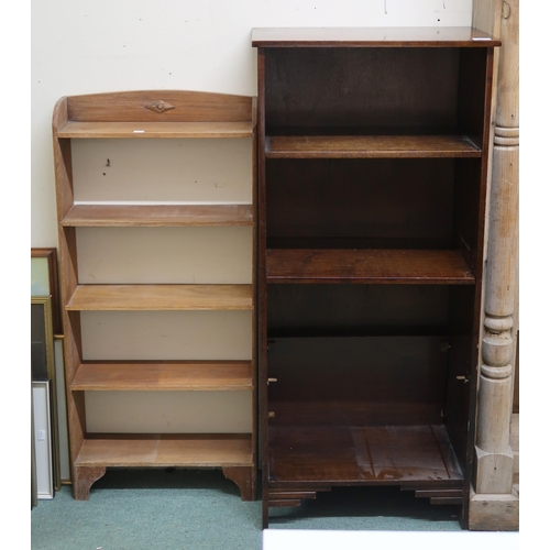 157 - A lot comprising mahogany open bookcase, 121cm high x 53cm wide x 30cm deep and another pine open bo... 