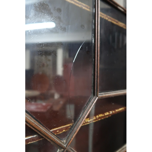 6 - A late Victorian astragal glazed corner cabinet (cracks to glass door), 177cm high x 74cm wide 